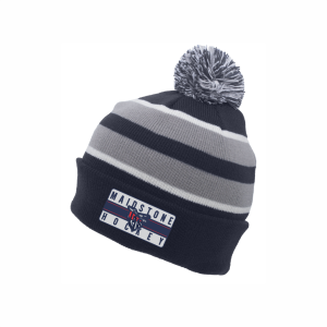 Maidstone Jets KNIT FOLD OVER POM-POM BEANIE - Navy/Silver/White