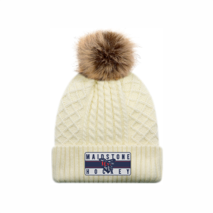 Cuff Toque Faux Fur Pom Pom - Ivory